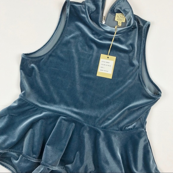 NEW {Torn by Ronny Kobo} Ricki Velvet Peplum Top - Picture 7 of 8